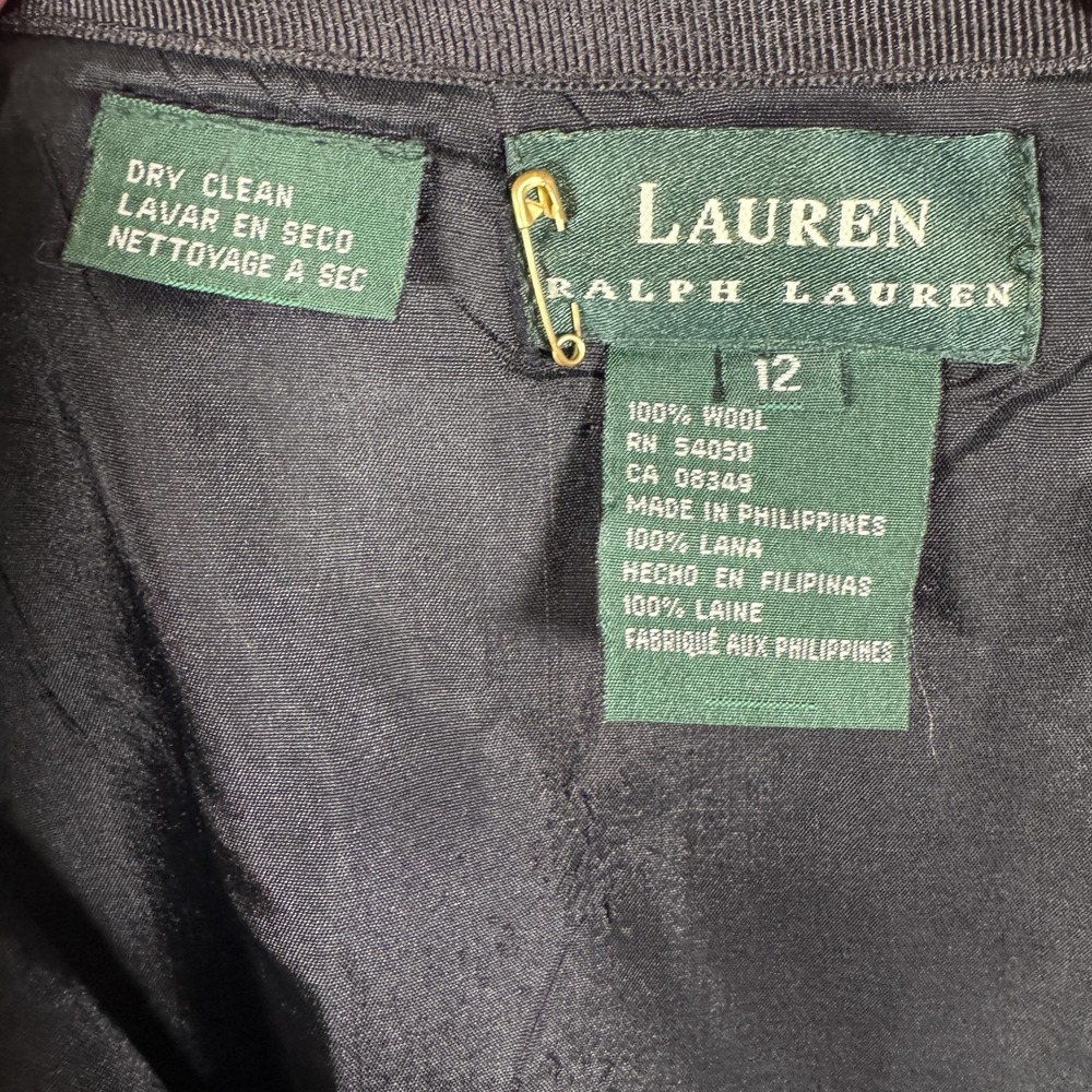Lauren Ralph Lauren Skirt Womens 12 Black Houndstooth Wool Tweed Wrap Career - Picture 8 of 9